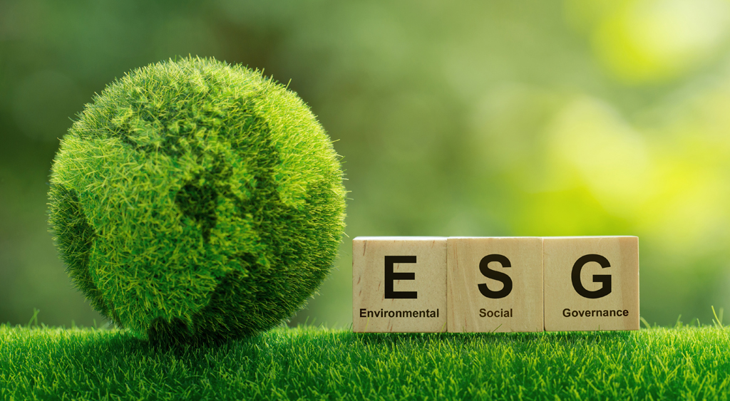ESG concept of environmental, social and governance.words ESG on a woodblock It is an idea for sustainable organizational development. takes into account the environment, society and corporate governance