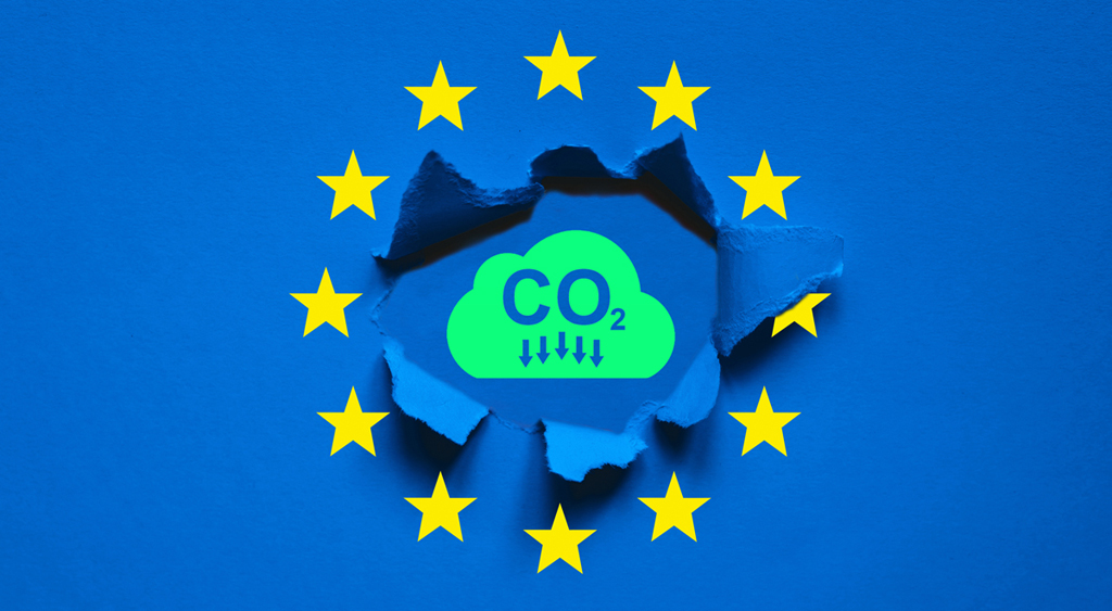 Decline in carbon dioxide emissions in Europe. Union European is making a decarbonization program in the coming years to reduce CO2 emissions and develop sustainable energy